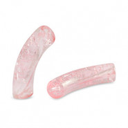 Acrylic Tube bead 33x8mm crackled Pink